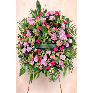 Corona funeraria fucsia