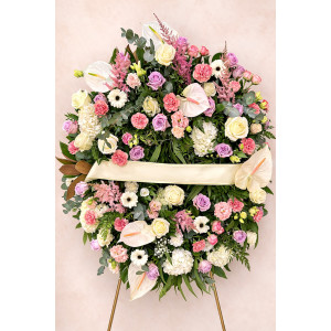 Corona funeraria rosa malva...