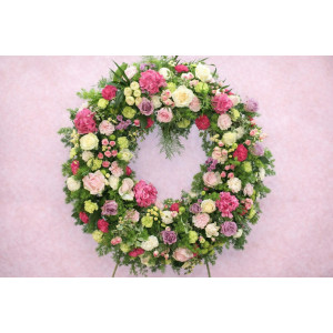 Corona funeraria rosa